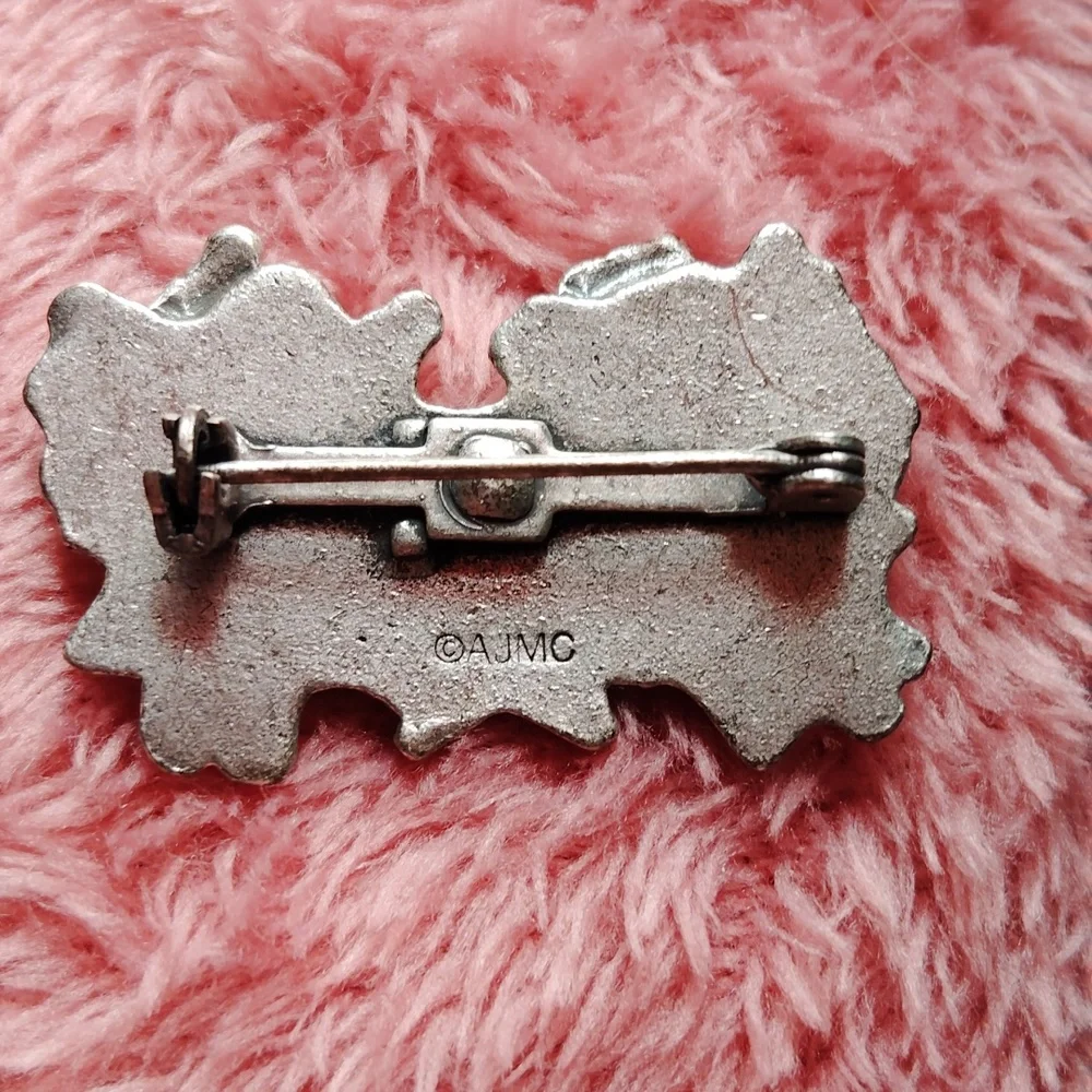 Silver Angel Brooch with Green and Red Accents Believe